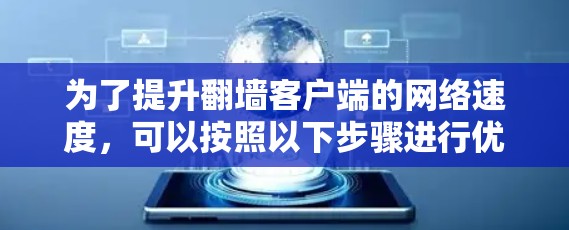 为了提升翻墙客户端的网络速度，可以按照以下步骤进行优化