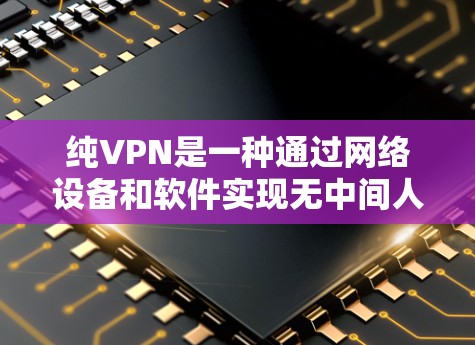 纯VPN是一种通过网络设备和软件实现无中间人访问的网络服务,用户通过浏览器访问目标网站,无需第三方设备或网站。安全配置在纯VPN中至关重要,确保用户数据和隐私的安全 纯VPN是一种通过网络设备和软件实现无中间人访问的网络服务,用户通过浏览器访问目标网站,无需第三方设备或网站。安全配置在纯VPN中至关重要,确保用户数据和隐私的安全