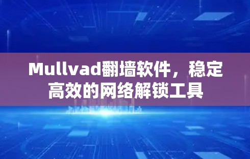 Mullvad翻墙软件，稳定高效的网络解锁工具