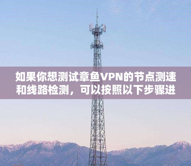 如果你想测试章鱼VPN的节点测速和线路检测，可以按照以下步骤进行