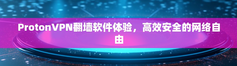ProtonVPN翻墙软件体验,高效安全的网络自由